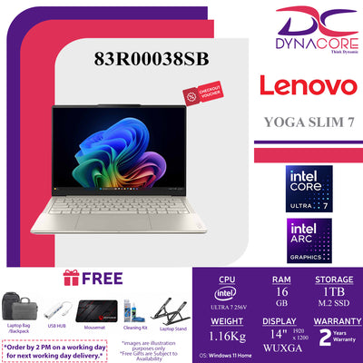 LENOVO YOGA SLIM 7 AURA 83R00038SB (ULTRA 7 256V/16GB LPDDR5X-8533/ 1TB SSD/14" WUXGA OLED/SEASHELL WHITE/ WIN11H) - 83R00038SB