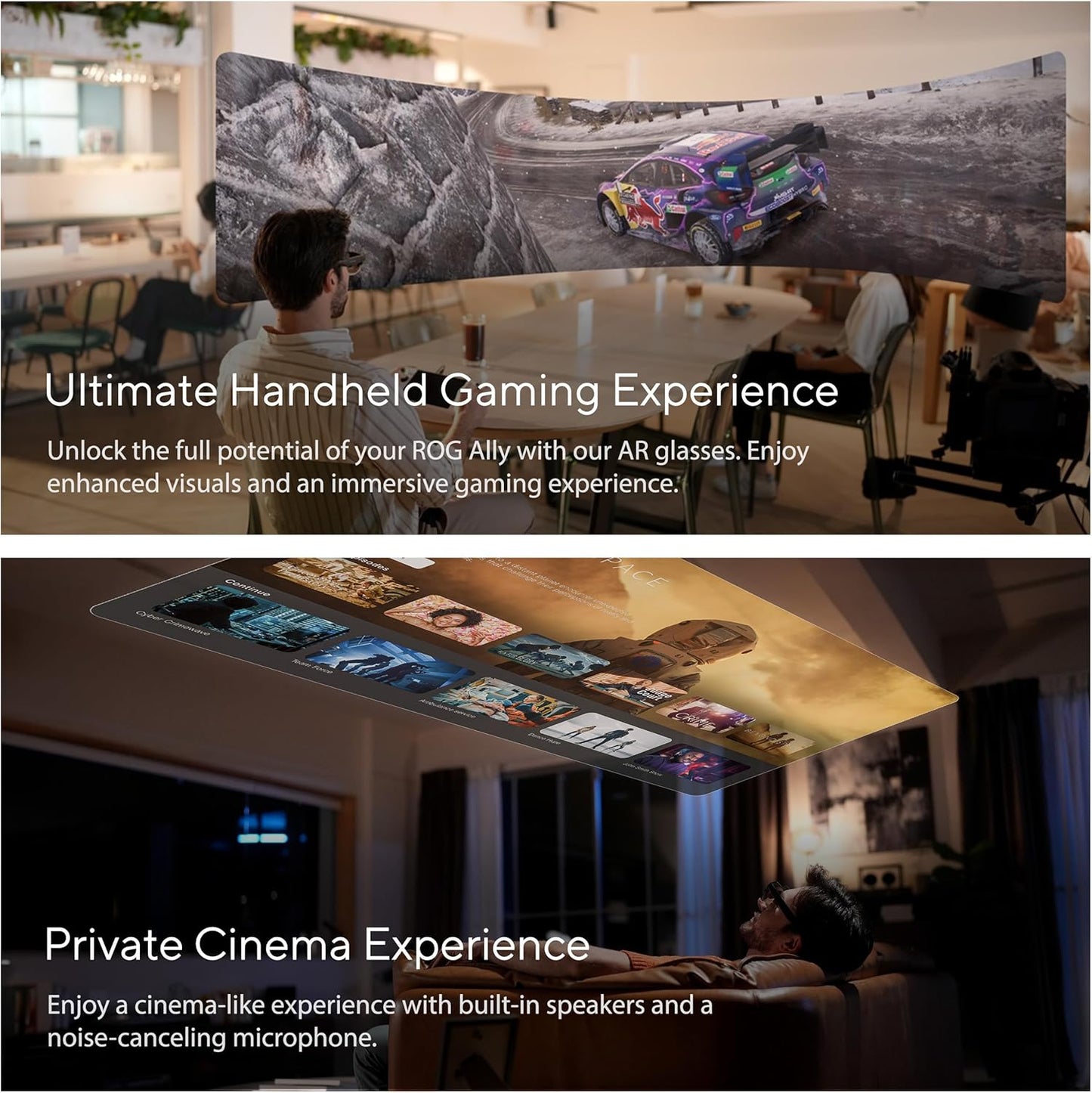 ASUS AirVision M1 Smart Glasses - 100" Wearable Display with All-Day Comfort, 1100 nits, 95% DCI-P3, Designed for ROG Ally, Windows Laptop and PCs - M1-B2B