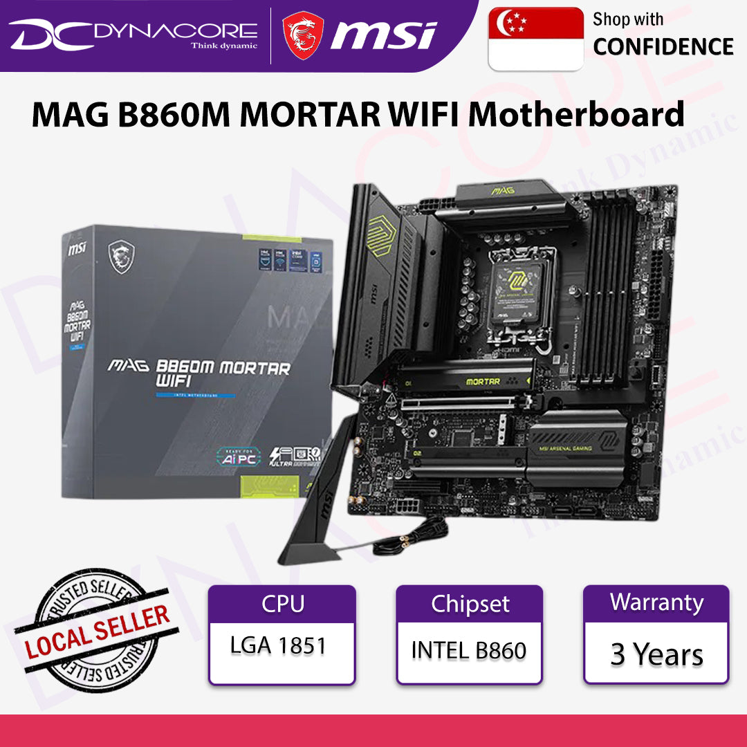 MSI MAG B860M MORTAR WIFI m-ATX MOTHERBOARD - D5-MSIMAGB860MMORTARWIFI