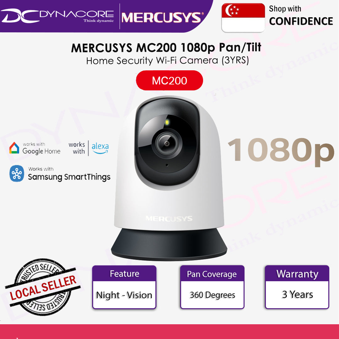 MERCUSYS MC200 1080p Pan/Tilt Home Security Wi-Fi Camera - 6957939004897