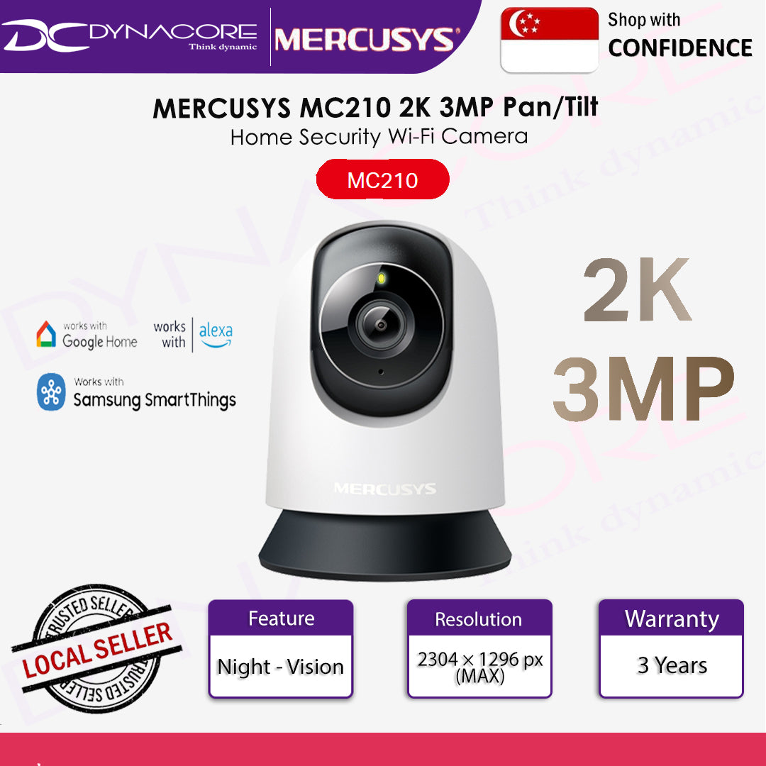 MERCUSYS MC210 2K 3MP Pan/Tilt Home Security Wi-Fi Camera - 6957939004477