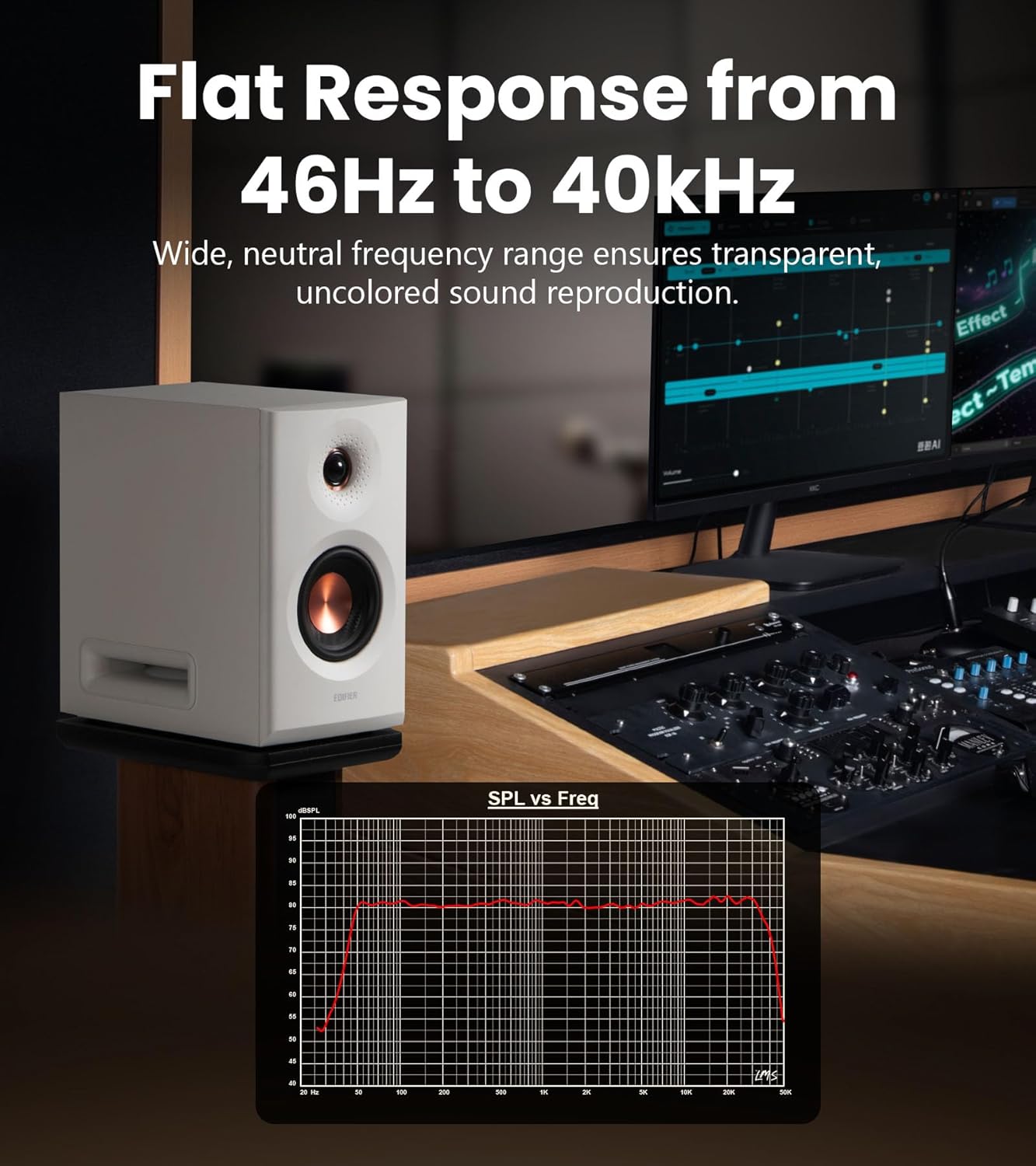 EDIFIER MR5 POWERED STUDIO MONITOR SPEAKER 110W - WHITE - 6923520216765