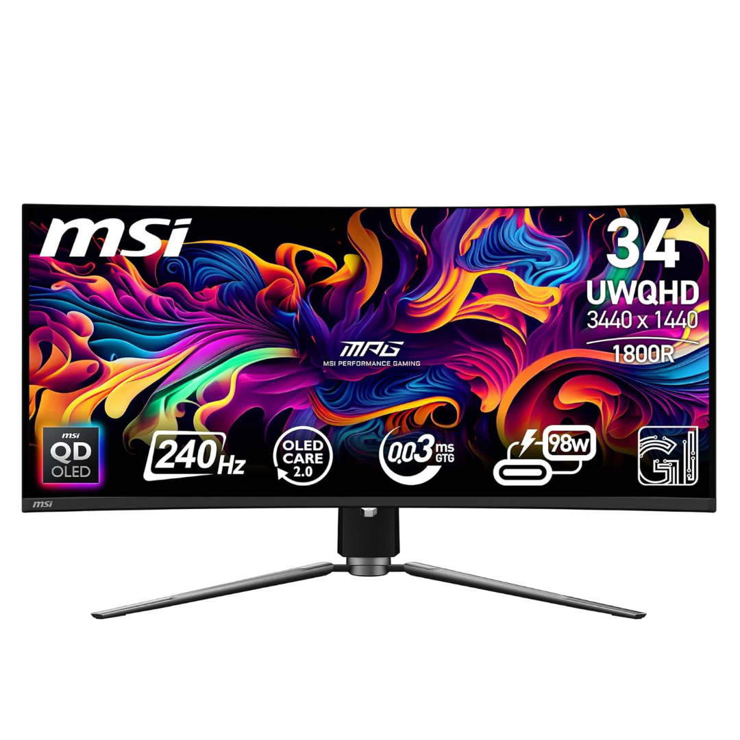 MSI MPG 341CQPX QD-OLED 34 Inch 2K UWQHD Curved Gaming Monitor - 3440 x 1440(21:9) QD-OLED Panel, 240Hz / 0.03ms - MSIMPG341CQPXQDOLED