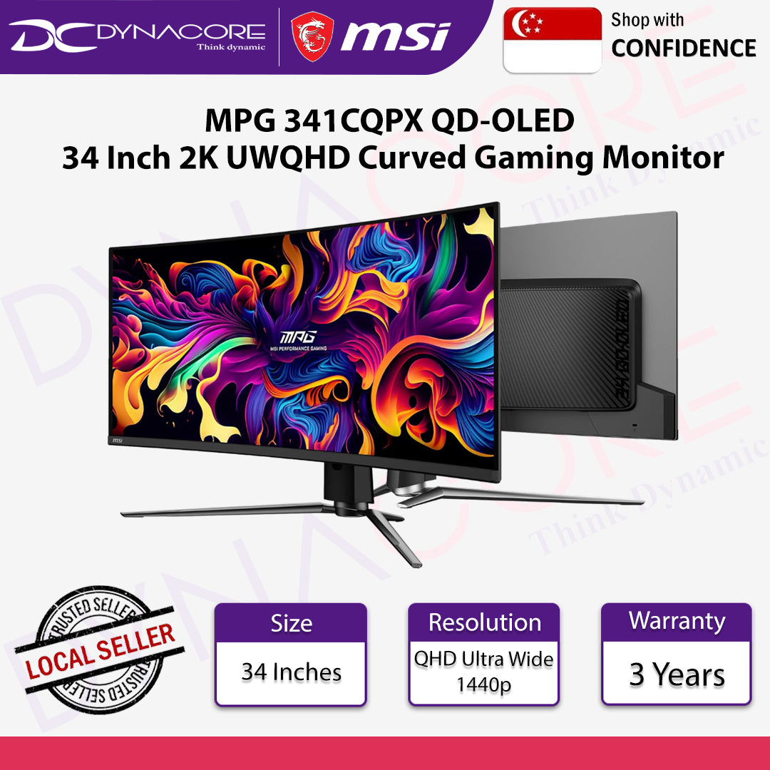 MSI MPG 341CQPX QD-OLED 34 Inch 2K UWQHD Curved Gaming Monitor - 3440 x 1440(21:9) QD-OLED Panel, 240Hz / 0.03ms - MSIMPG341CQPXQDOLED