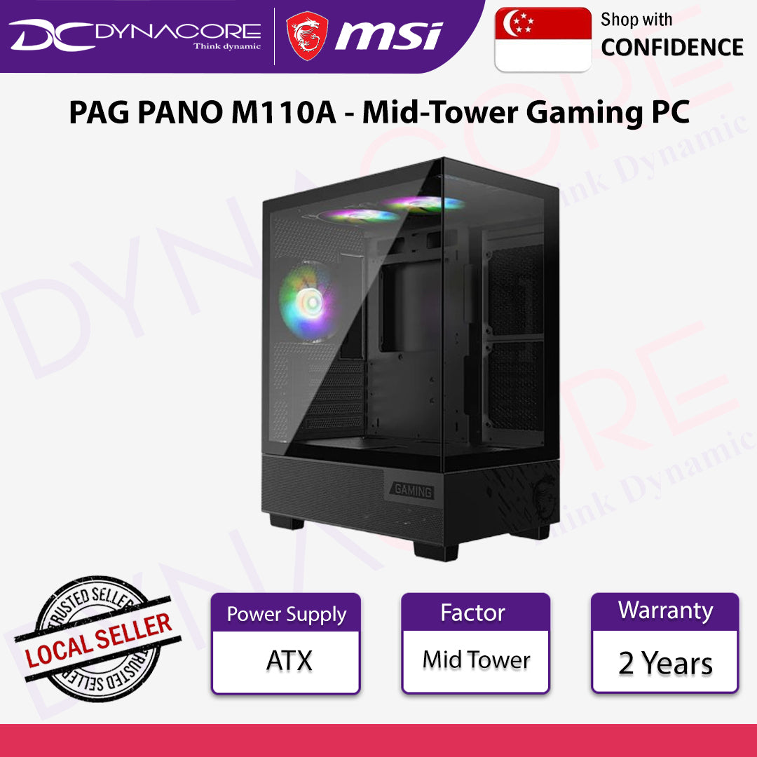 MSI PAG PANO M110A mATX ARGB Gaming Case - Black-MSIPAGPANOM110A