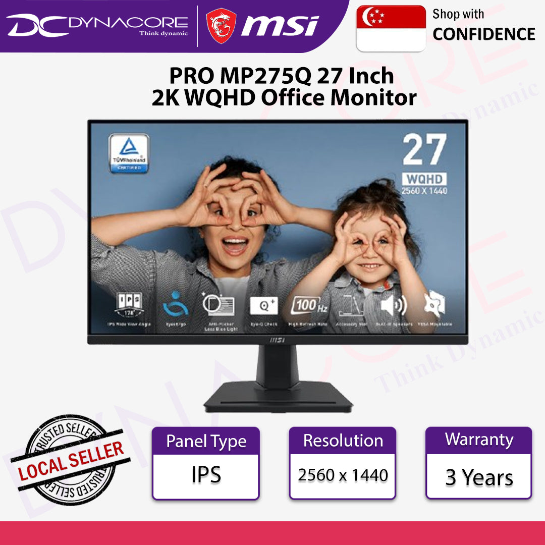MSI PRO MP273U 27 Inch UHD Office Monitor - 3840 x 2160 IPS Panel, PIP/PBP, Wide Color Gamut, Eye-Friendly Screen-MSIPROMP273U