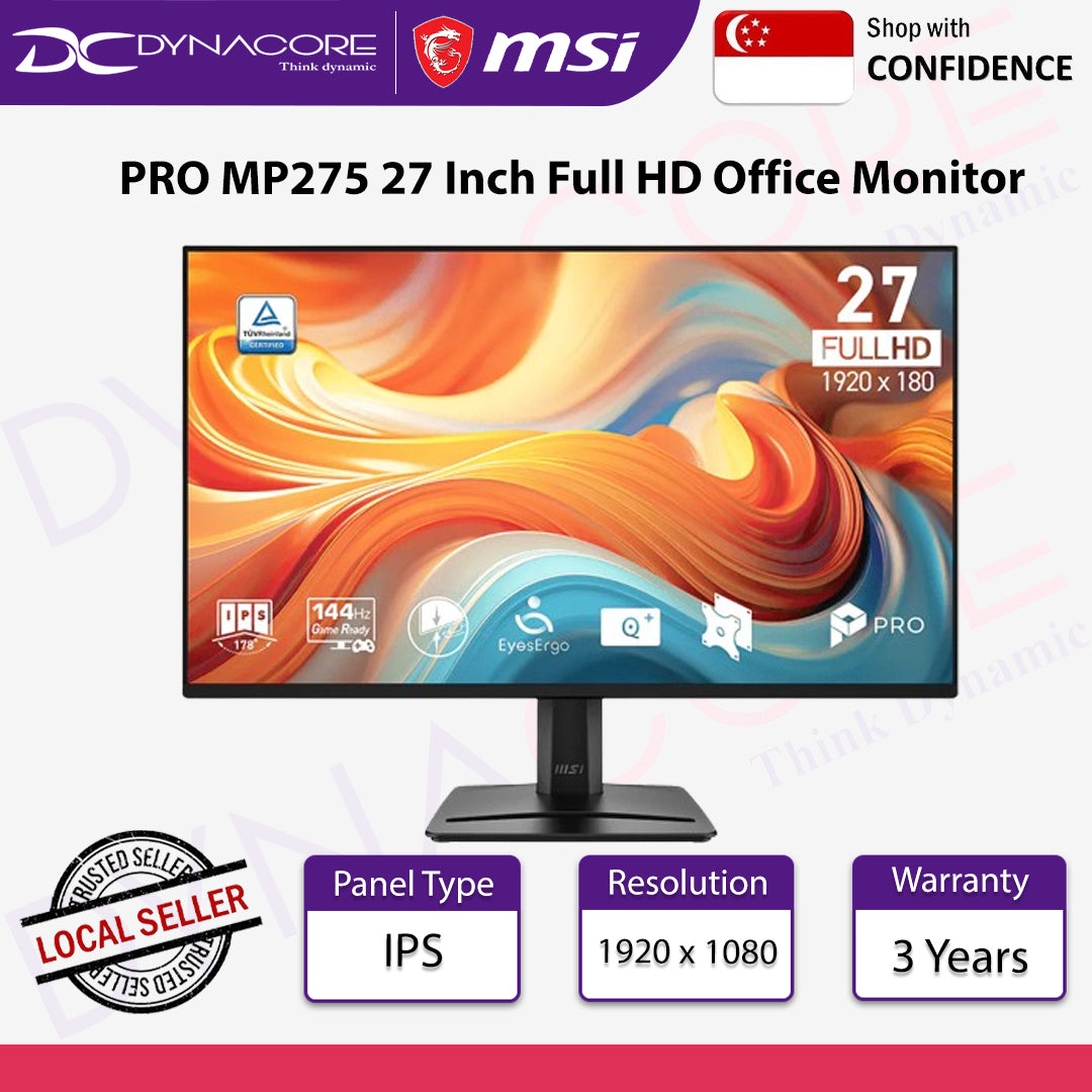 MSI PRO MP275 27 Inch Full HD Office Monitor 144Hz,1ms-MSIPROMP275E14L
