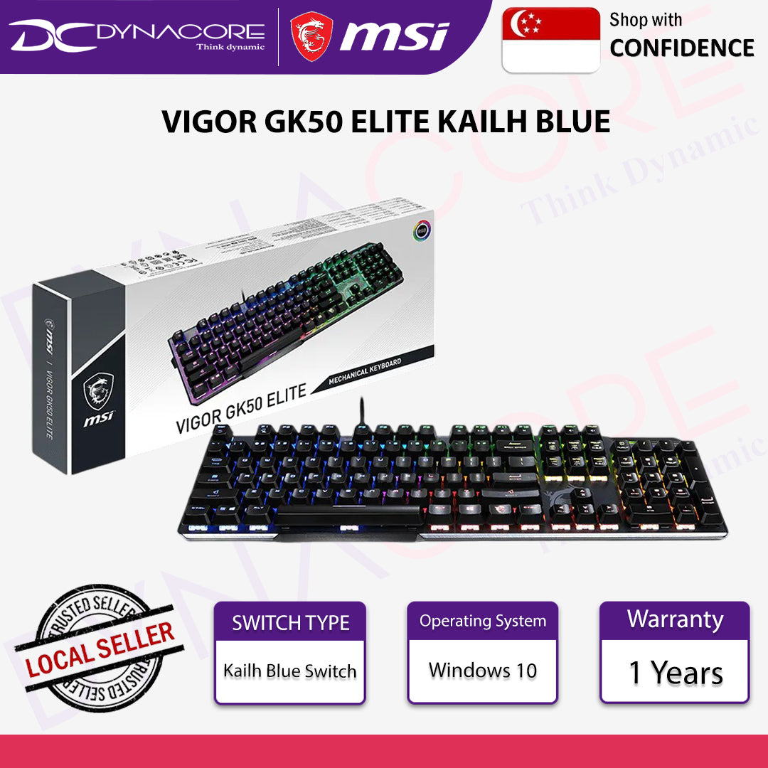 MSI Vigor GK50 Elite TKL LR US Mechanical RGB Gaming Keyboard with Kahil Blue Switches-MSIVIGORGK50ELITEKAILHBLUE
