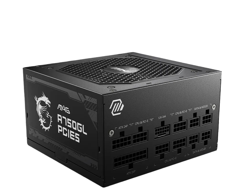 MSI MAG A750GL 750W ATX3.1 80+ GOLD FULL MODULAR PCIE 5.1 PSU - MSIMAGA750GLPCIE5