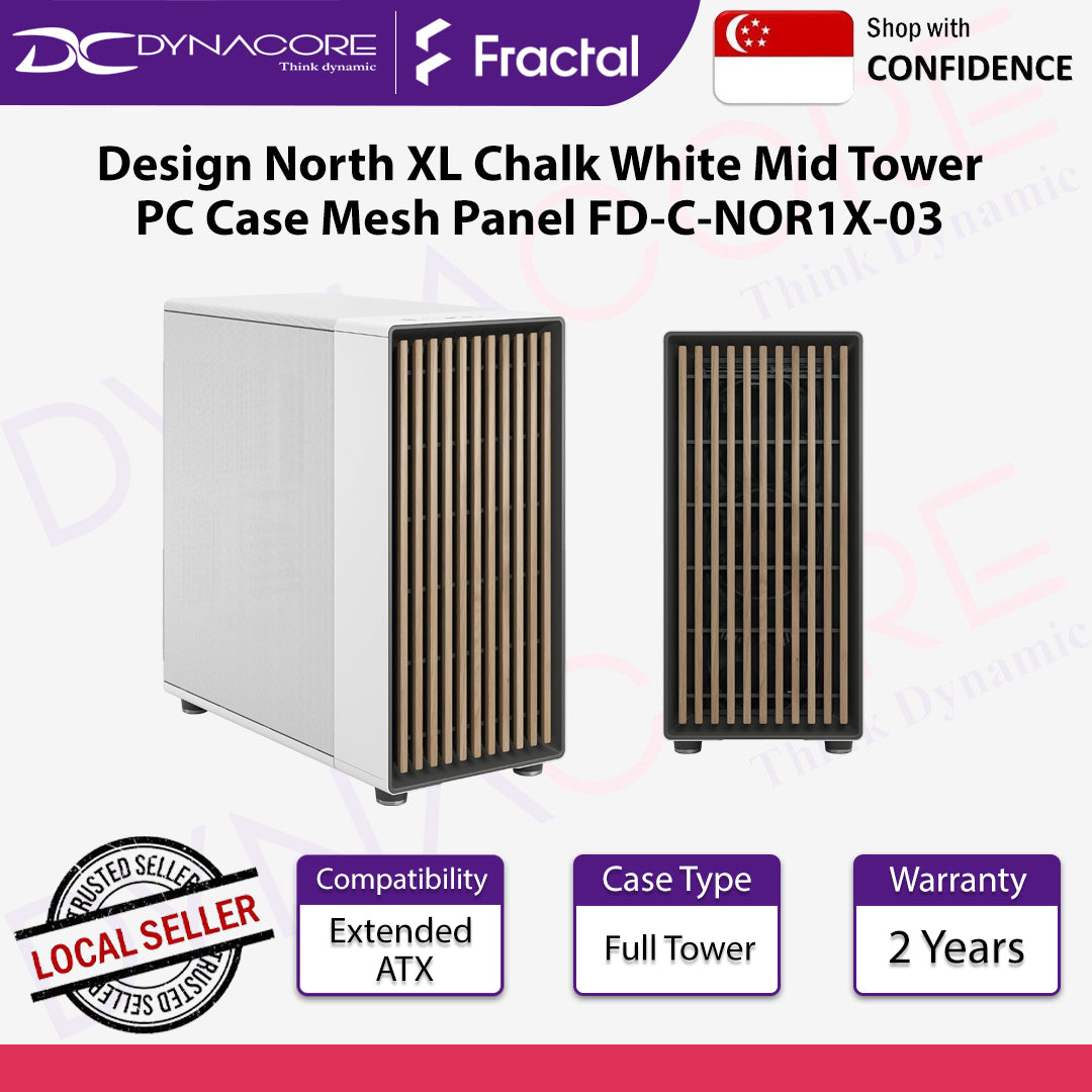 Fractal Design North XL Chalk White Mid Tower PC Case Mesh Panel FD-C-NOR1X-03 - FDNORTHXLWHTMESH