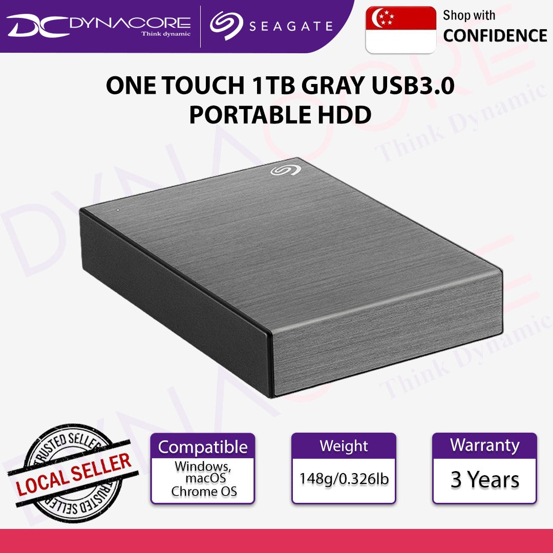 Seagate One Touch 1TB External HDD with Password Protection Gray - 3660619041664