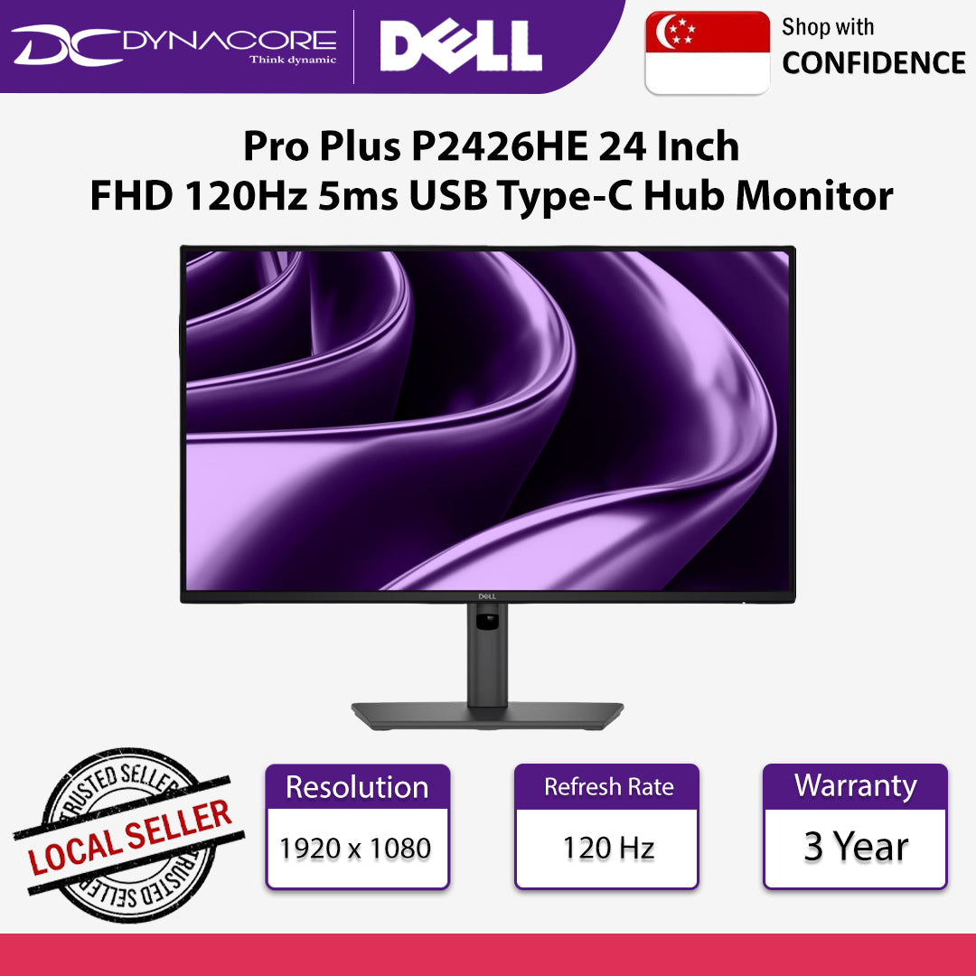 Dell Pro Plus P2426HE 24 Inch FHD 120Hz 5ms USB Type-C Hub Monitor - DELLP2426HE