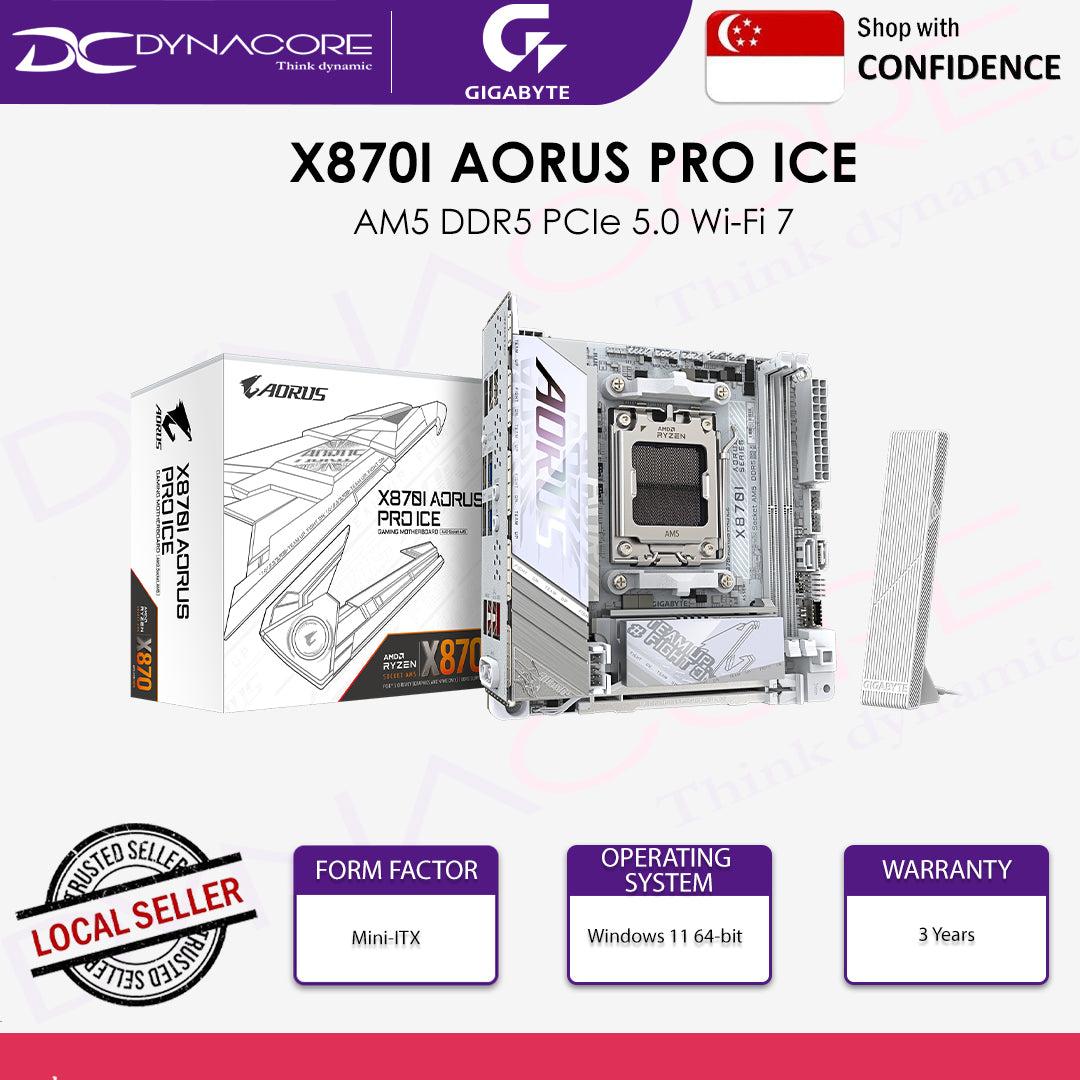 GIGABYTE X870I AORUS PRO ICE AM5 ITX MOTHERBOARD (3YRS BY CDL) - 4719331866112