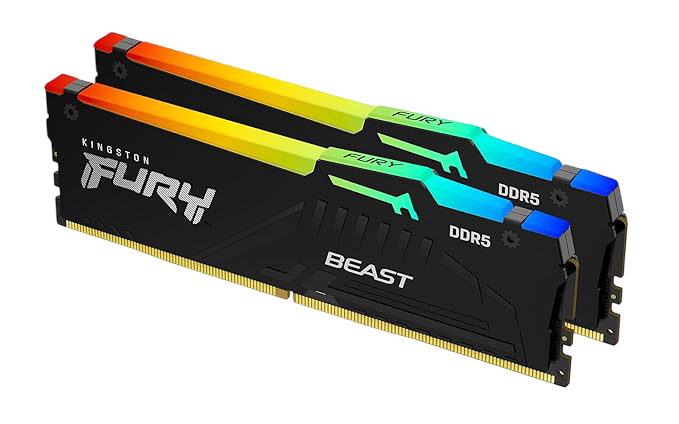 Kingston FURY Beast RGB 32GB (2x16GB) 6000MHz DDR5 CL30 Desktop Memory | AMD EXPO | Kit of 2 | KF560C30BBEAK2-32- 740617342895