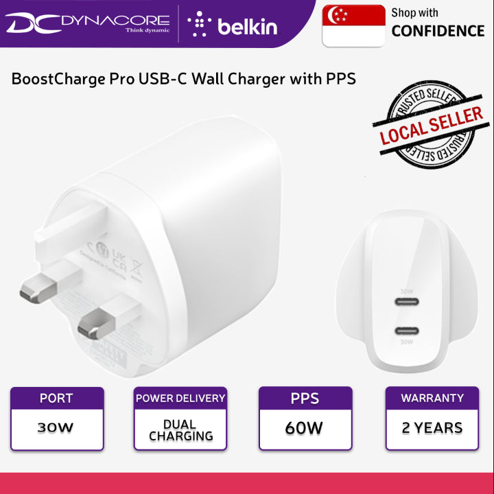 BELKIN BoostCharge Pro USB-C Wall Charger with PPS 60W - WCB010MYWH - 745883853779