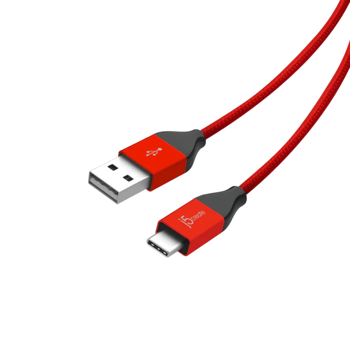 J5create USB Type-C to USB 2.0 Cable Red JUCX12RL | USB Type-C to USB Type-A | 480Mbps | 1 Year Warranty - 4712795083033