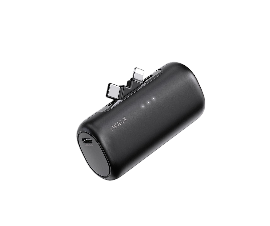 iWALK LinkPod Switch | USB-C and Lightning Plug Portable Charger 5000mAh Fast Charge - BLACK - 6952015430928