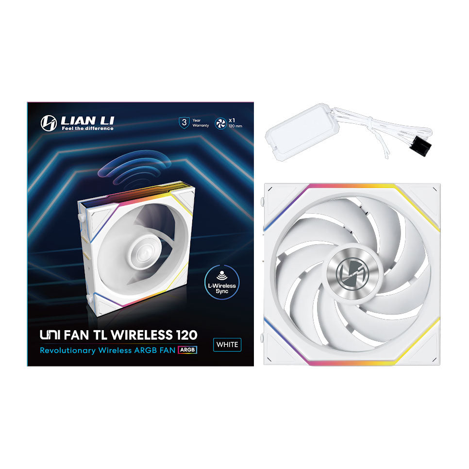 LIAN LI UNI FAN TL Wireless 120mm 1-Pack ARGB PWM Fan - Black / White
