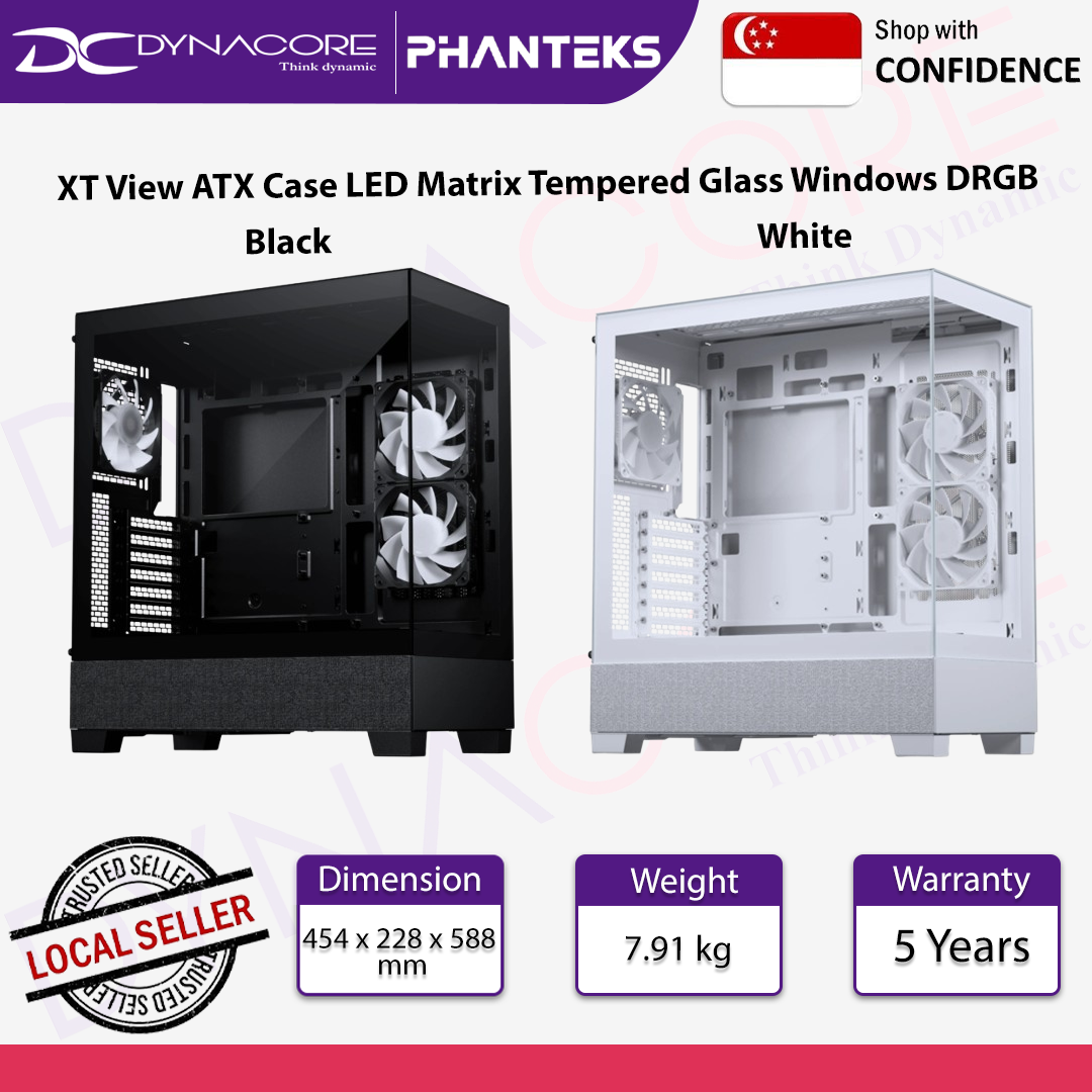 Phanteks XT View ATX Case LED Matrix Tempered Glass Windows DRGB Black / White