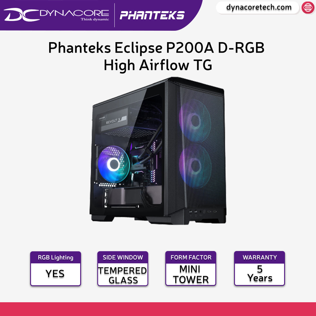 Phanteks Eclipse P200A D-RGB High Airflow Tempered Glass Mini-ITX Mesh Casing - PHAP200ARGBBK