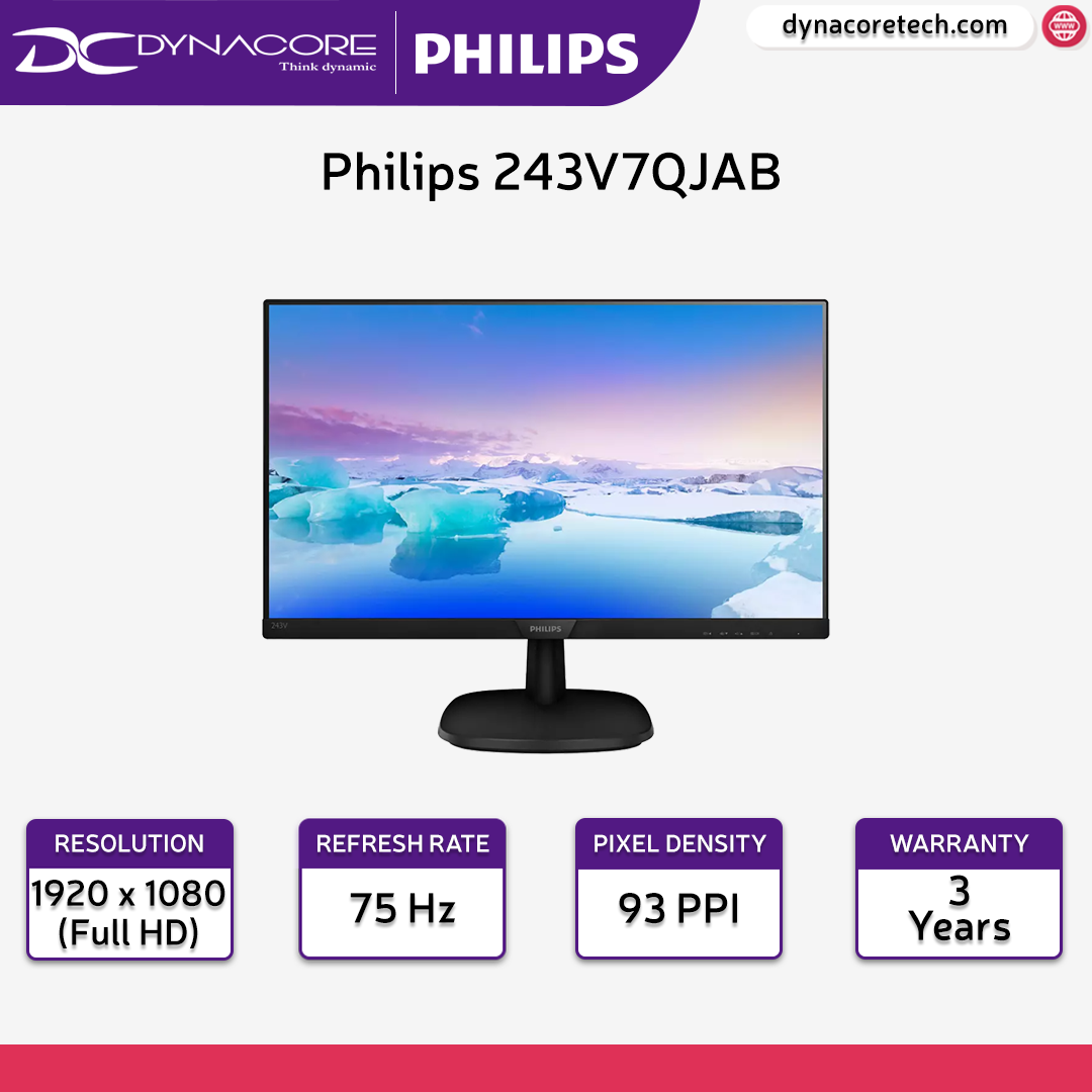 Philips 243V7QJAB IPS full hd DP1.2 24 inch Monitor with built in speaker - PHI243V7QJAB