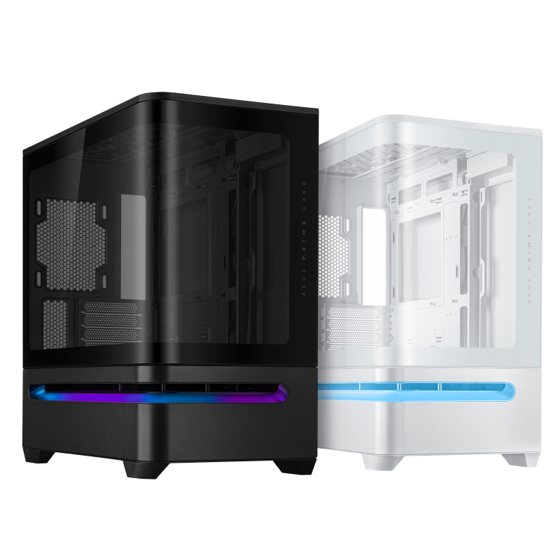 Asus Prime AP202 Tempered Curved Glass mATX PC Case - Black / White