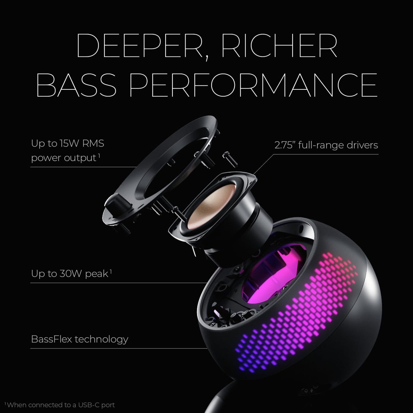 Creative Pebble X Plus - PREMIUM 2.1 USB-C Computer Speakers with Subwoofer and Customizable RGB Lighting - 5390660196164