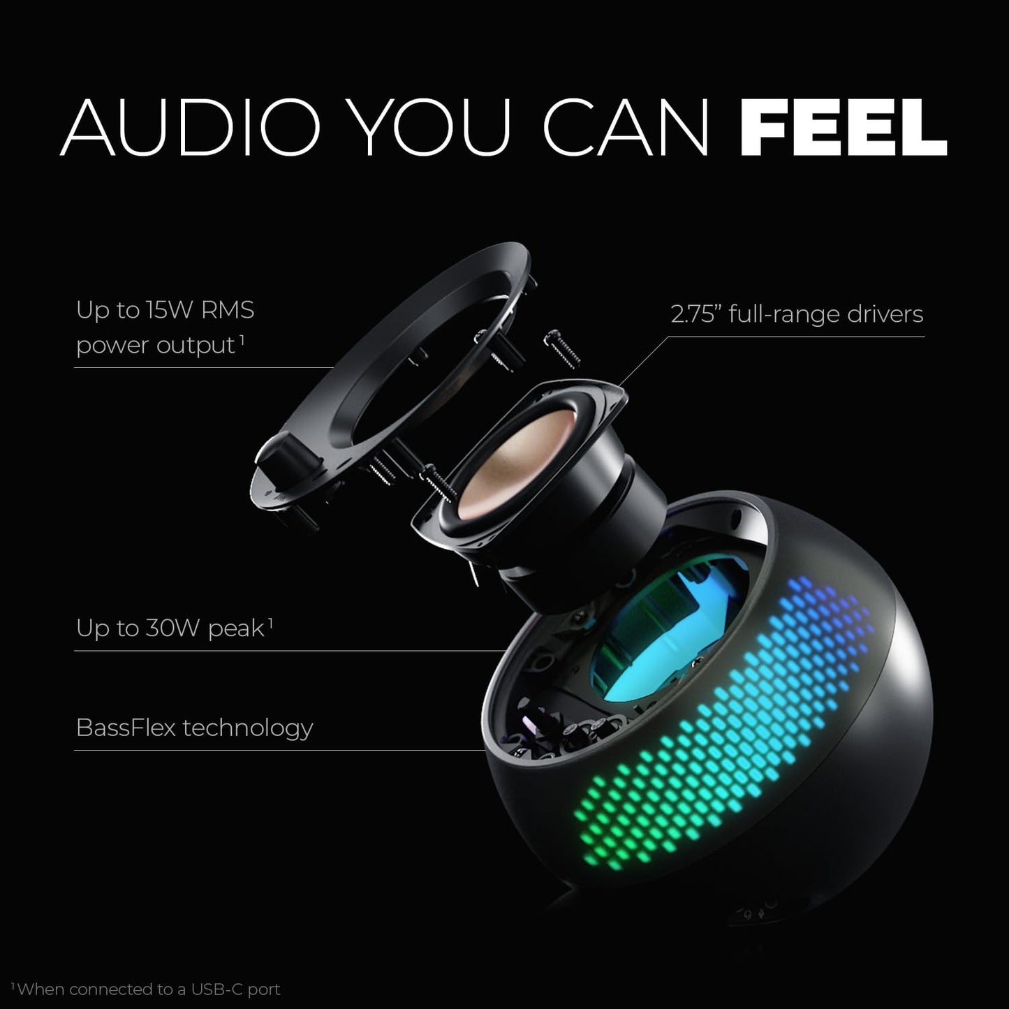 Creative Pebble X - PREMIUM 2.0 USB-C Computer Speakers with Customizable RGB Lighting - 5390660196157