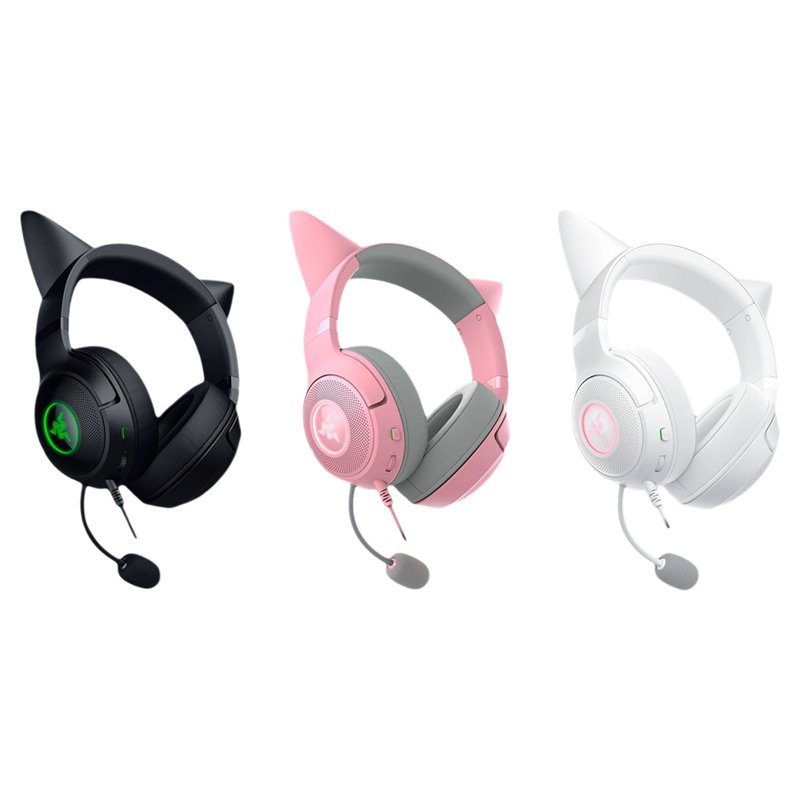 Razer Kraken Kitty V2 - Wired RGB Headset with Kitty Ears for Gaming - Black / Quartz / White - 8887910060254 / 8887910060278 / 8887910060971
