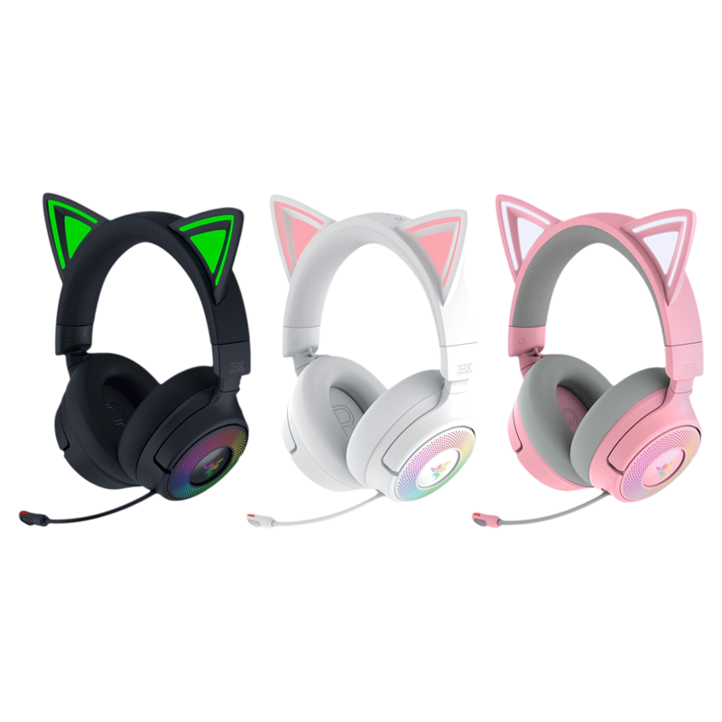 Razer Kraken Kitty V3 Pro Wireless RGB Kitty Ears Headset for Gaming - Black / White / Quart - 8887910061053 / 8887910061077 / 8887910061039