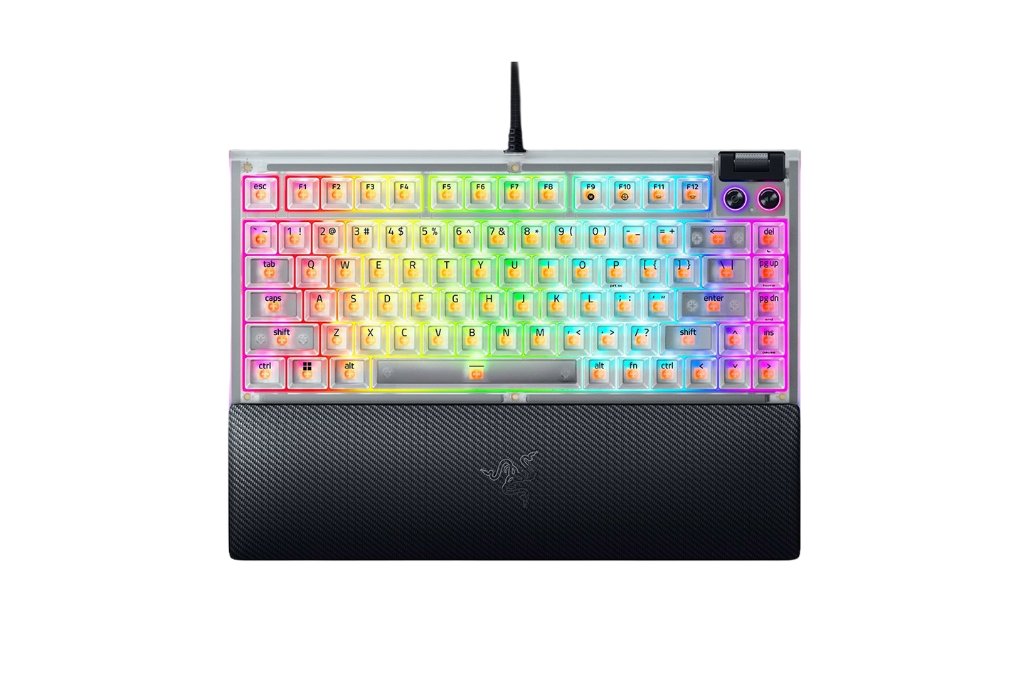 Razer BlackWidow V4 75% swappable Mechanical Gaming Keyboard Phantom Green & White Edition - 8887910072783 / 8887910073834