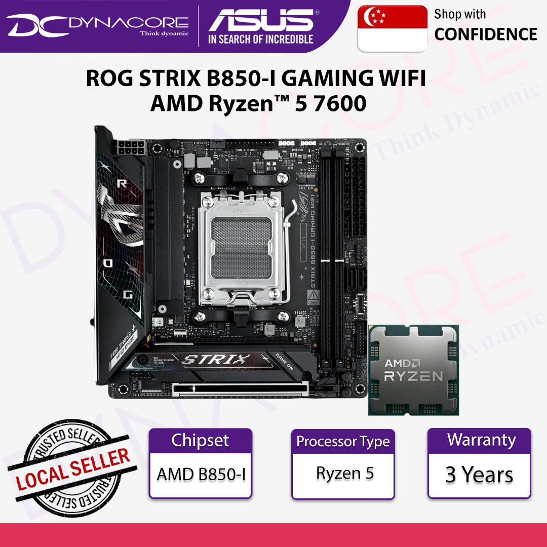 ASUS ROG STRIX B850-I GAMING WIFI ITX Motherboard + AMD Ryzen™ 5 7600 Processor/CPU