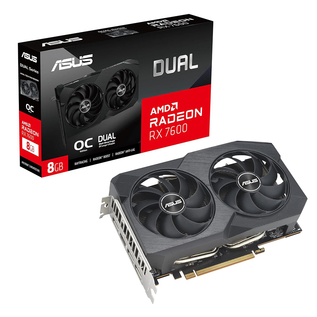 ASUS DUAL AMD RADEON RX7600 O8G V2 TWIN FAN GDDR6 GRAPHICS