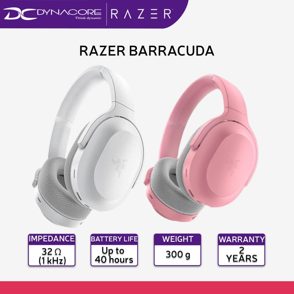 Razer Barracuda - White / Quartz / Pink Wireless Multi-platform Gaming & Mobile Headset - 8886419379911 / 8886419379935