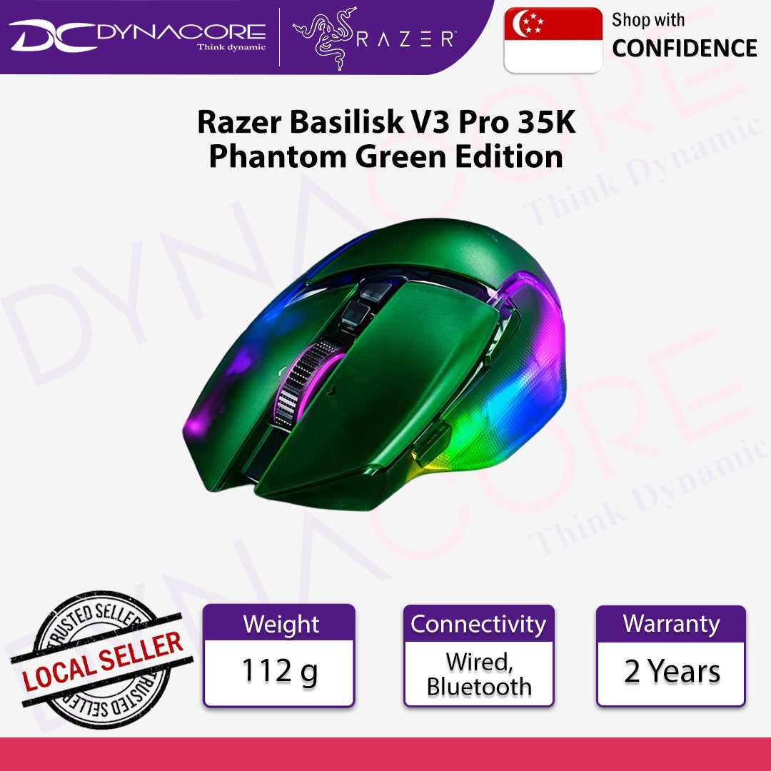Razer Basilisk V3 Pro 35K Phantom Green Edition Wireless Gaming Mouse - 8886419334811