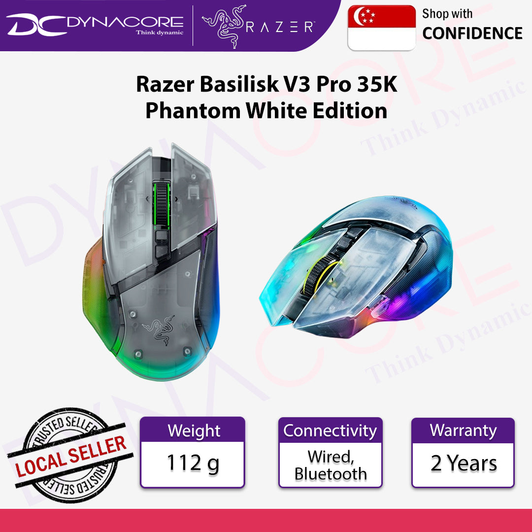 Razer Basilisk V3 Pro 35K Phantom White Edition Wireless Gaming Mouse - 8886419334842