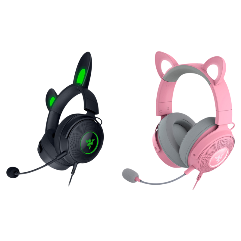 Kraken Kitty V2 Pro Dynamic Driver Wired Gaming Headset with RGB Lighting - Black/Quartz Pink - 8887910060056 / 8887910060070