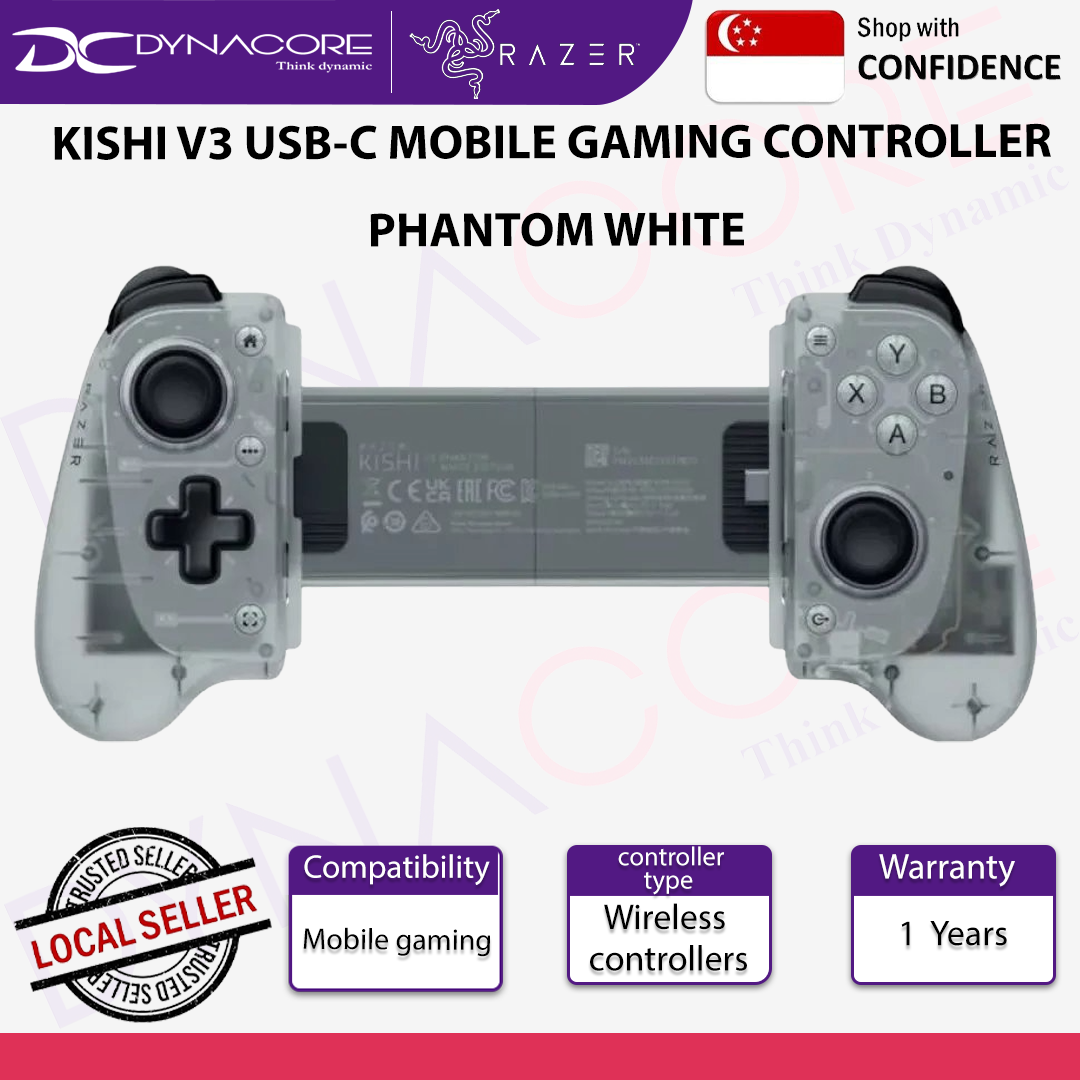 RAZER KISHI V3 USB-C MOBILE GAMING CONTROLLER PHANTOM WHITE - RZ06-03550200-R3M1 - 8886419350972