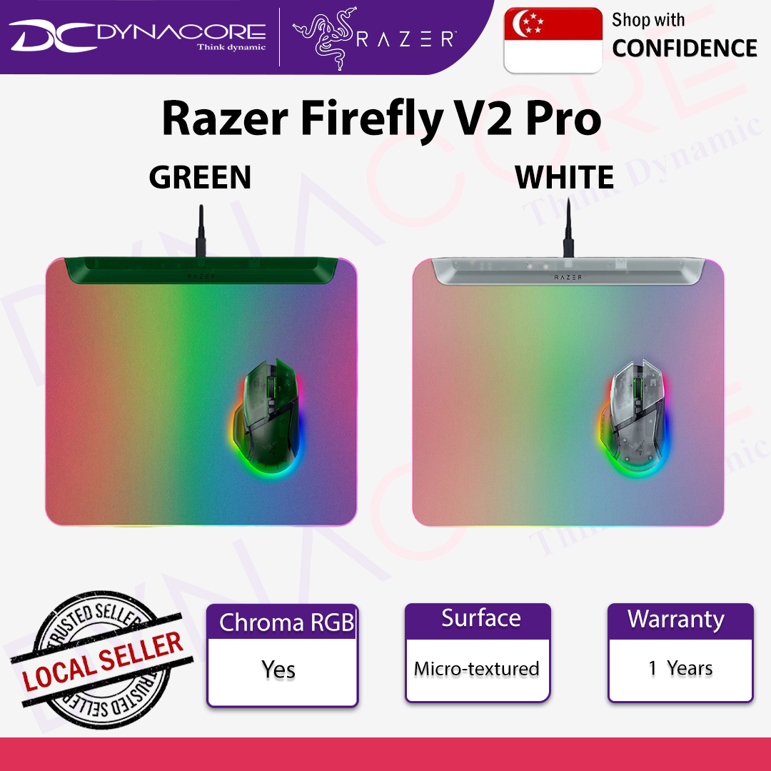 RAZER FIREFLY V2 PRO- MULTI-ZONE CHROMA GAMING MOUSE MAT - PHANTOM GREEN & WHITE-