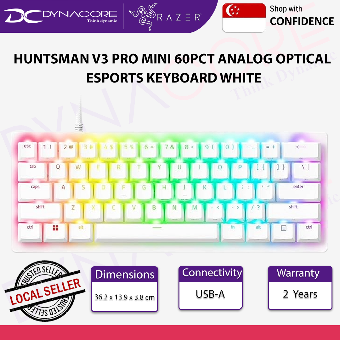 RAZER HUNTSMAN V3 PRO MINI 60PCT ANALOG OPTICAL ESPORTS KEYBOARD WHITE-8887910072103