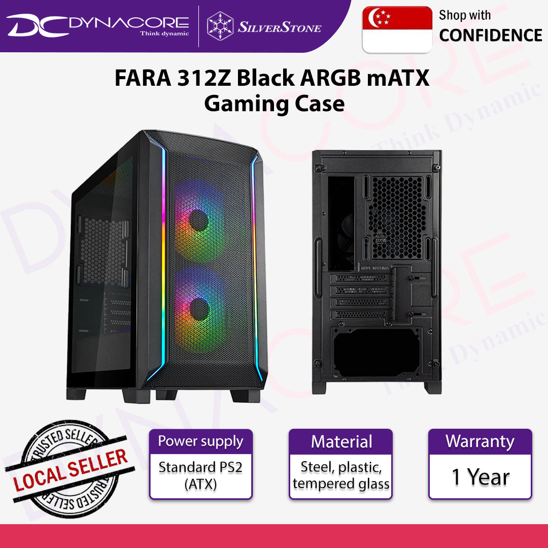 Silverstone FARA 312Z Black ARGB mATX Gaming Case - SSTFARA312ZBK