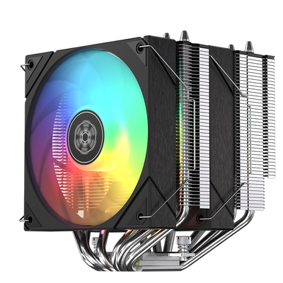 SilverStone FM620B-ARGB ARGB Dual Tower CPU Air Cooler Compatible with 6 heat-pipes and 120mm PWM controlled Fans - SST-FM620B-ARGB