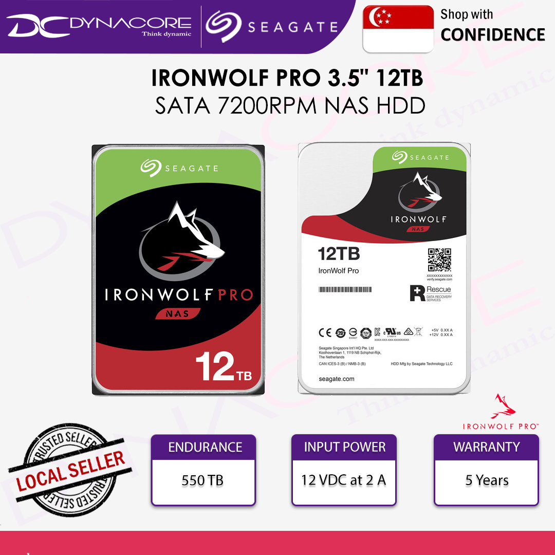 SEAGATE IRONWOLF PRO 3.5"12TB 7200RPM 256MB SATA NAS HDD - ST12000NT001