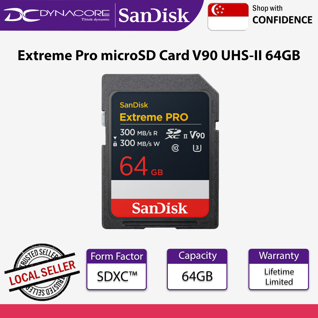 SanDisk Extreme Pro microSD Card V90 UHS-II 64GB - 619659215965