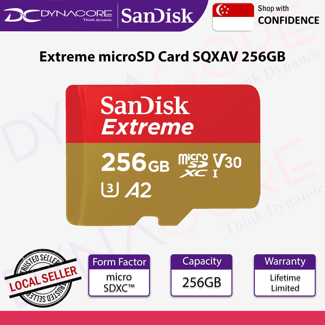 SanDisk Extreme microSD Card SQXAV 256GB - 619659188511