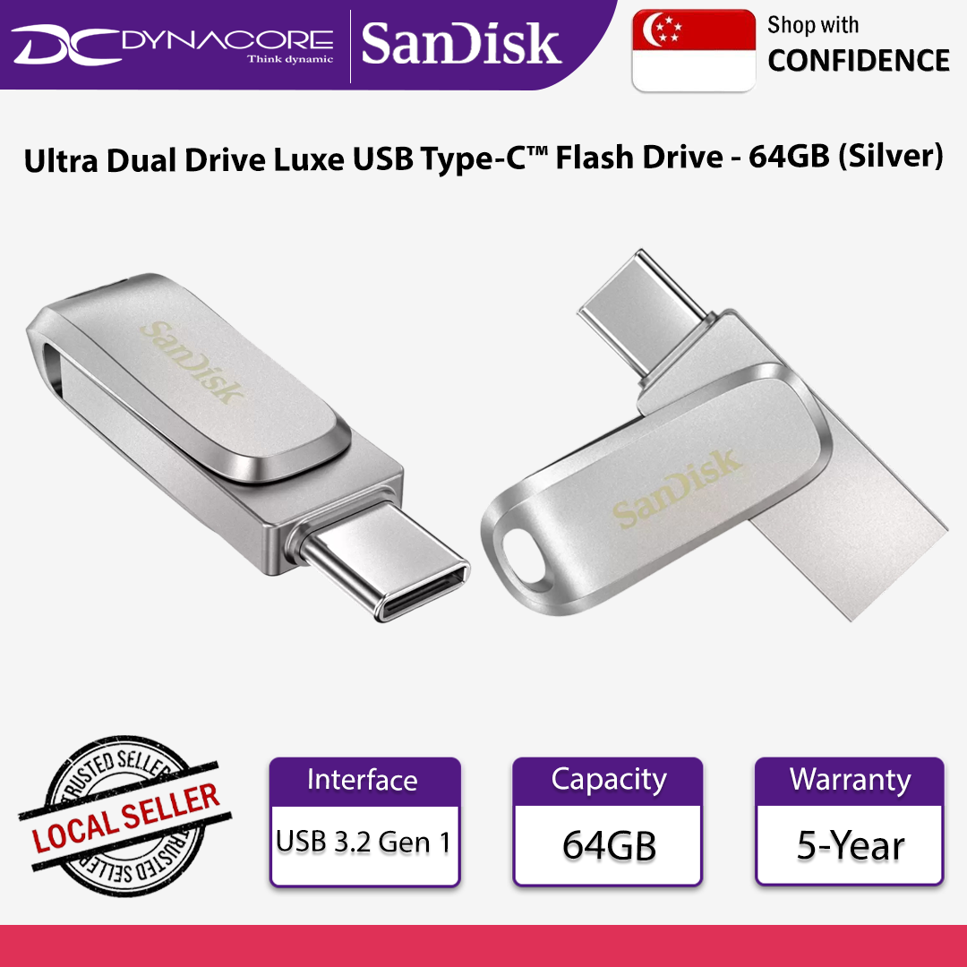 SanDisk Ultra® Dual Drive Luxe USB Type-C Flash Drive SDDDC4 64GB - SILVER - 619659179021