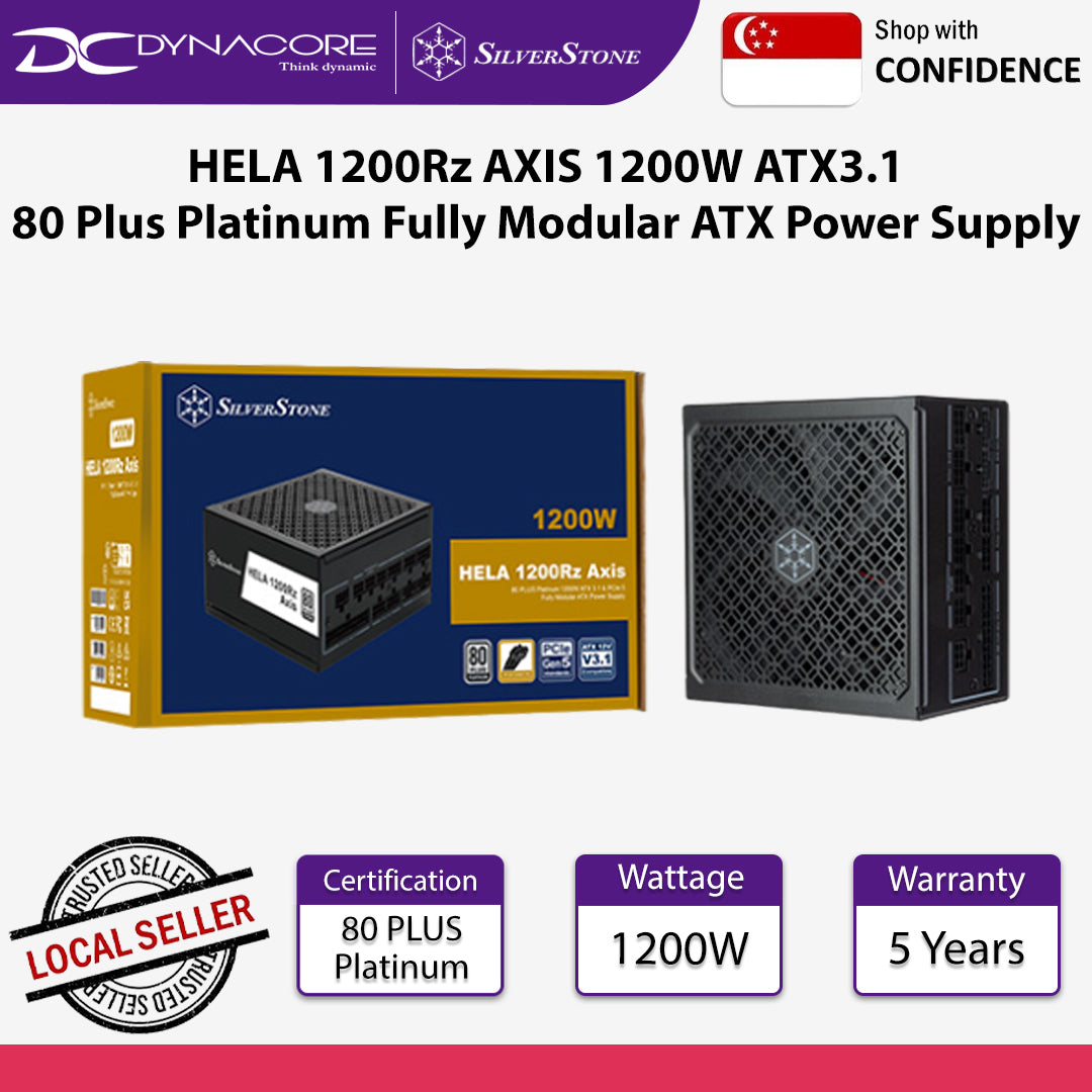 SilverStone HA1200R-PMA HELA 1200Rz AXIS 1200W ATX3.1 80 Plus Platinum Fully Modular ATX Power Supply - 4711643770026
