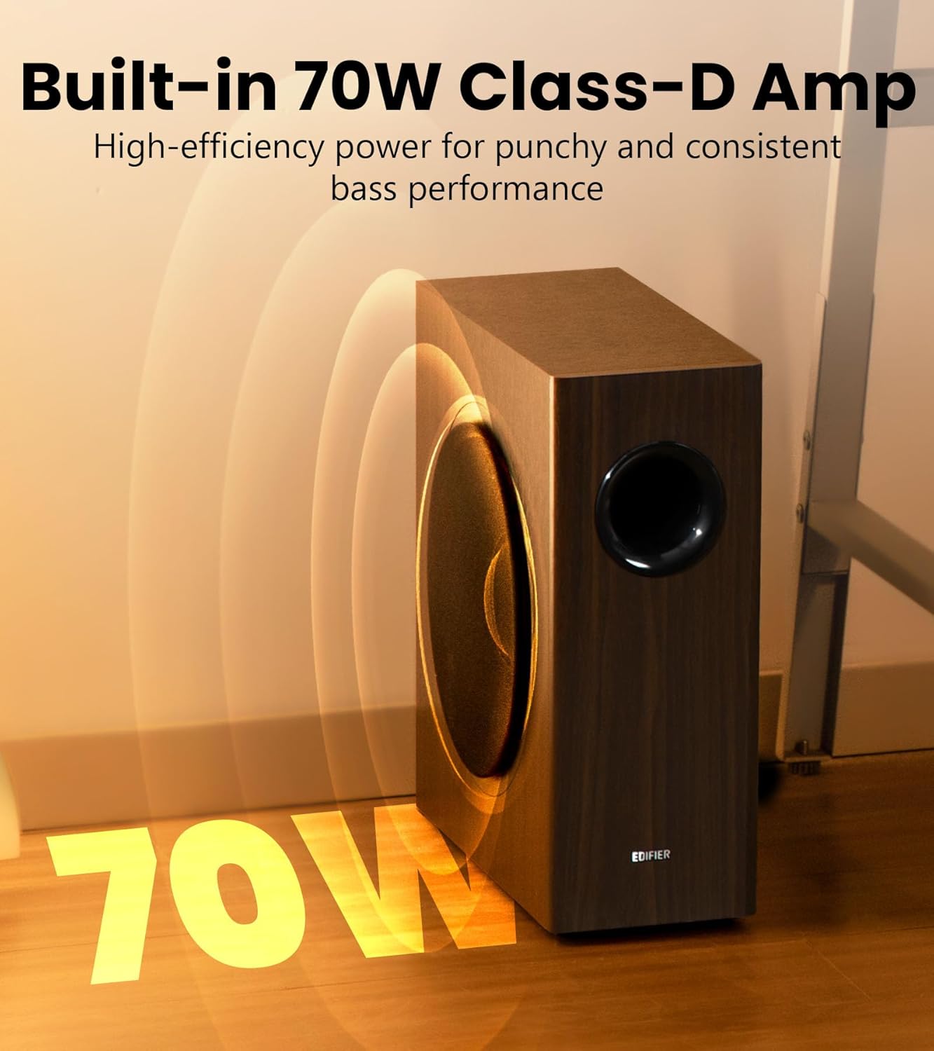 EDIFIER T5S POWERED SUBWOOFER 70W - BLACK - 6923520216918