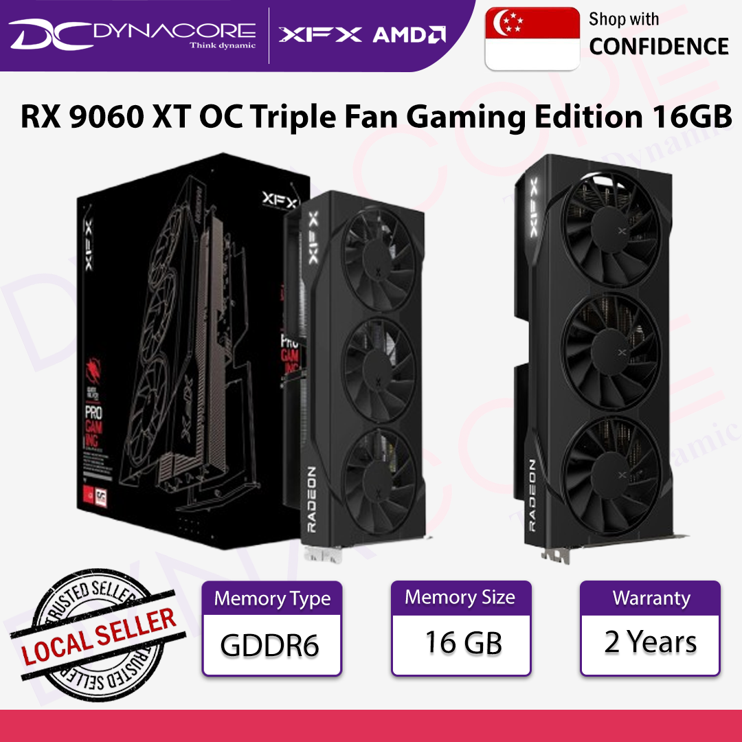 XFX Swift AMD Radeon RX 9060 XT OC Triple Fan Gaming Edition 16GB GDDR6 Graphics Card - 840191503412