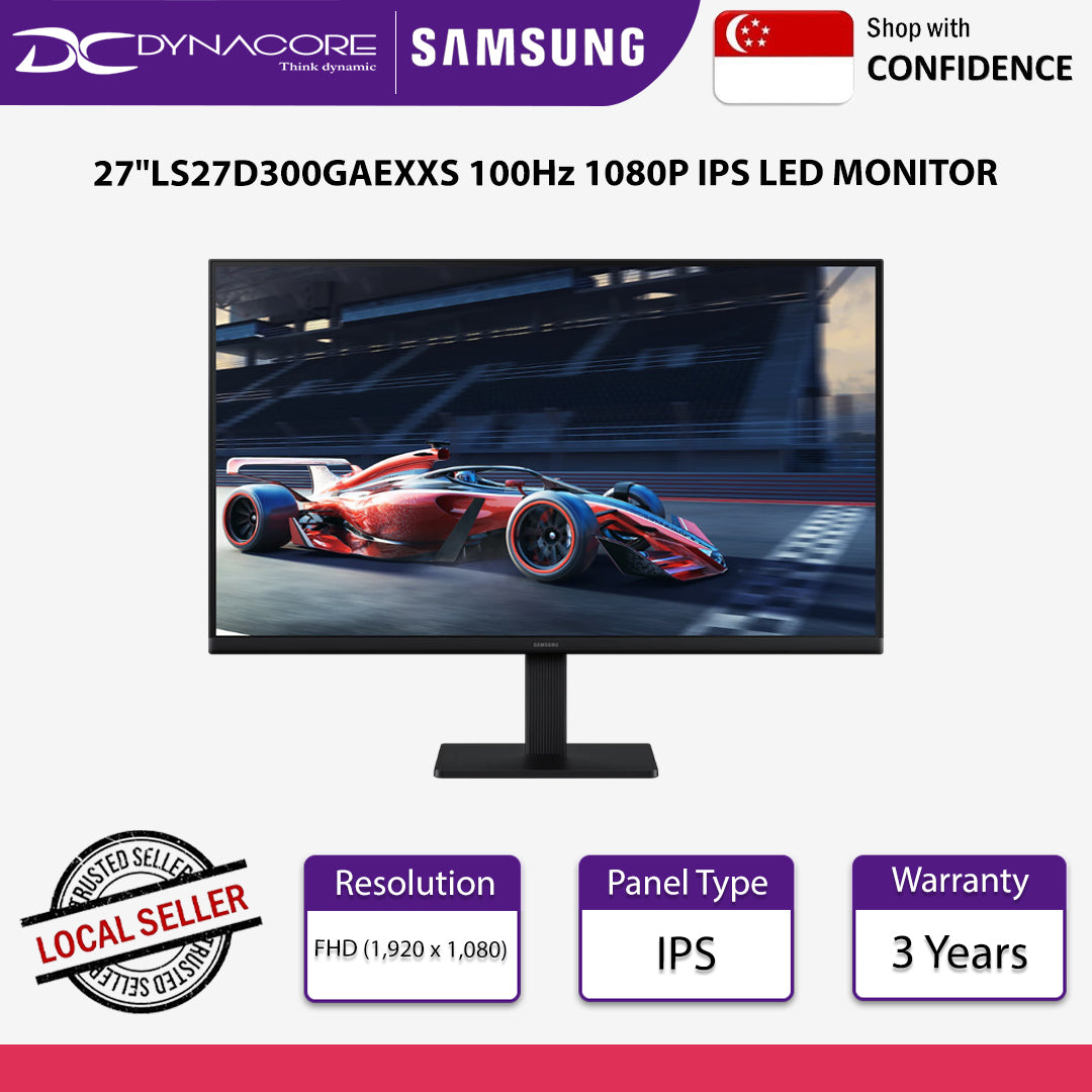 Samsung LS27D300GAEXXS 27 Inch Essential S3 S30GD 100Hz 1080P IPS LED Monitor Black - SAMLS27D300GAEXXS
